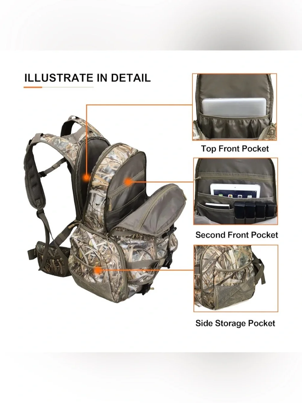 MYDAYS Hunting Camouflage Outdoor Hunting Camping Tactical Military Backpack